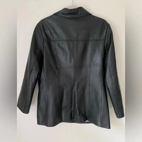 Vintage Leather Jacket Men’s Medium Reilly Olmes Black Button - Picture 2 of 8